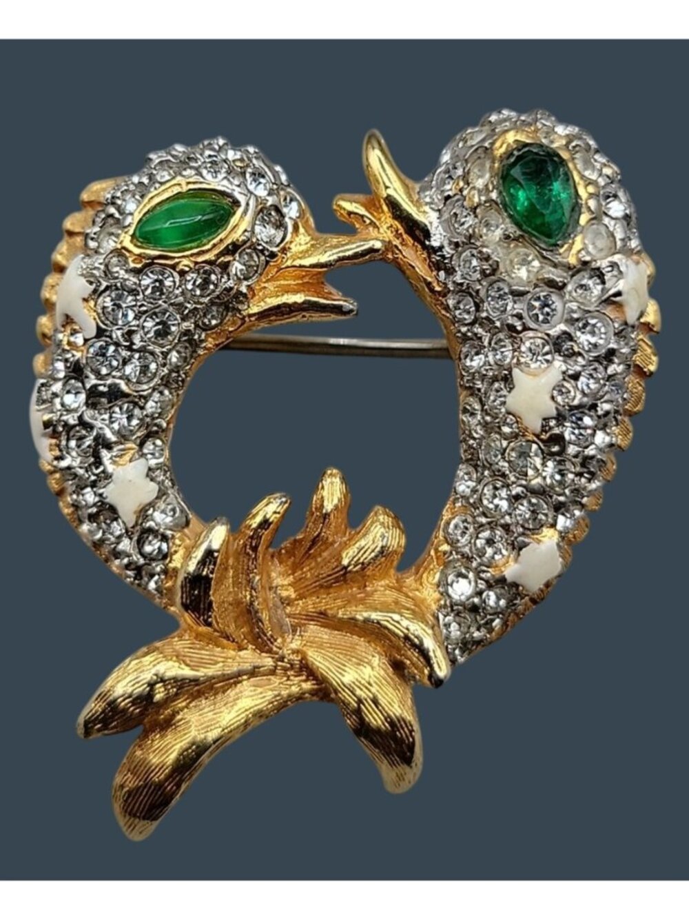 KJL Zodiac Pisces Brooch Rhinestone Double Fish Rare Vintage Kenneth Jay Lane - Picture 2 of 12